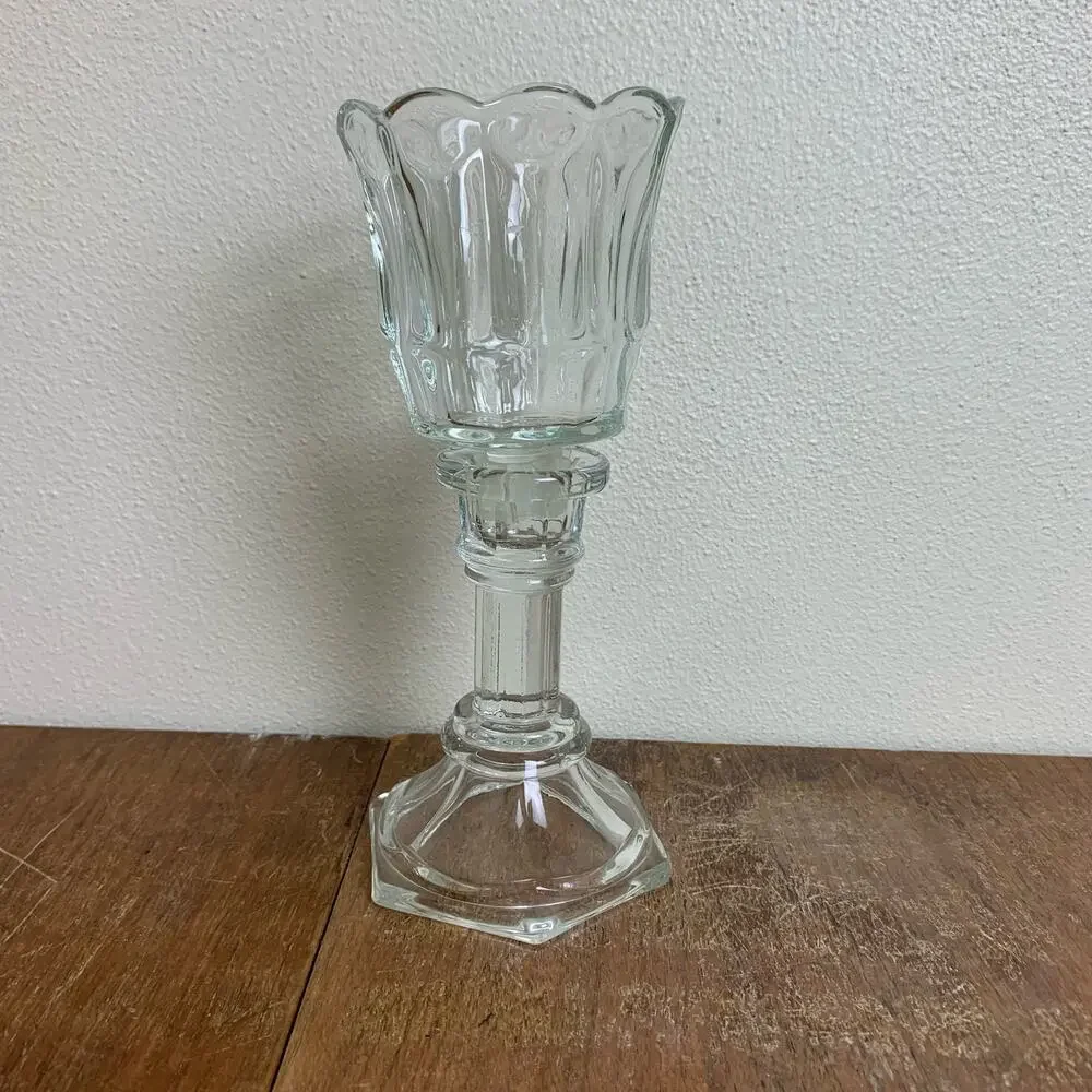 Homco 2 Piece Clear Glass Crystal Candle Votive Holder 7
